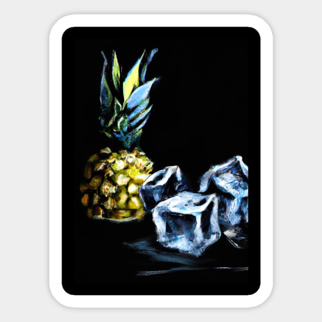 Pineapple and ice cubes Sticker by maxcode